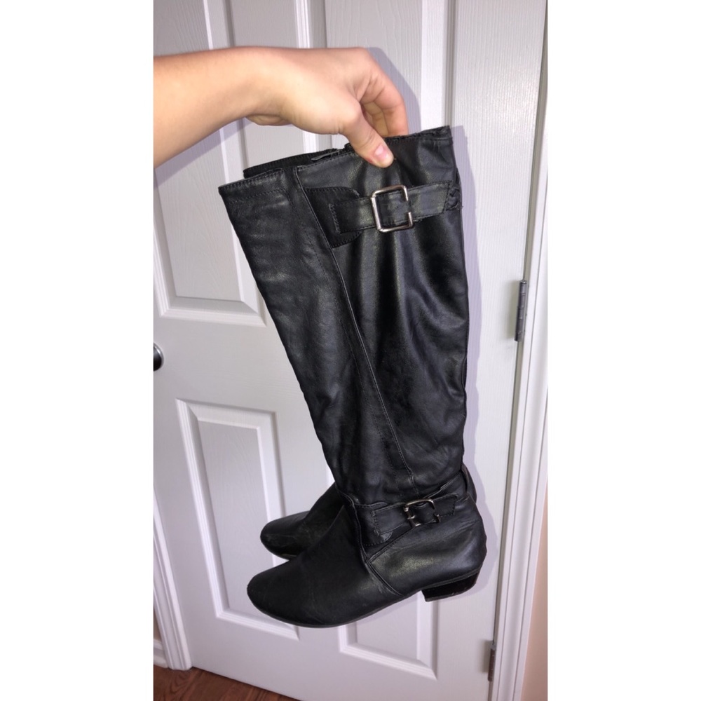 Black leather boots